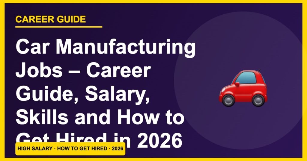 Car Manufacturing Jobs 2026: Salary ₹13,000–₹35,000, Eligibility & How to Apply